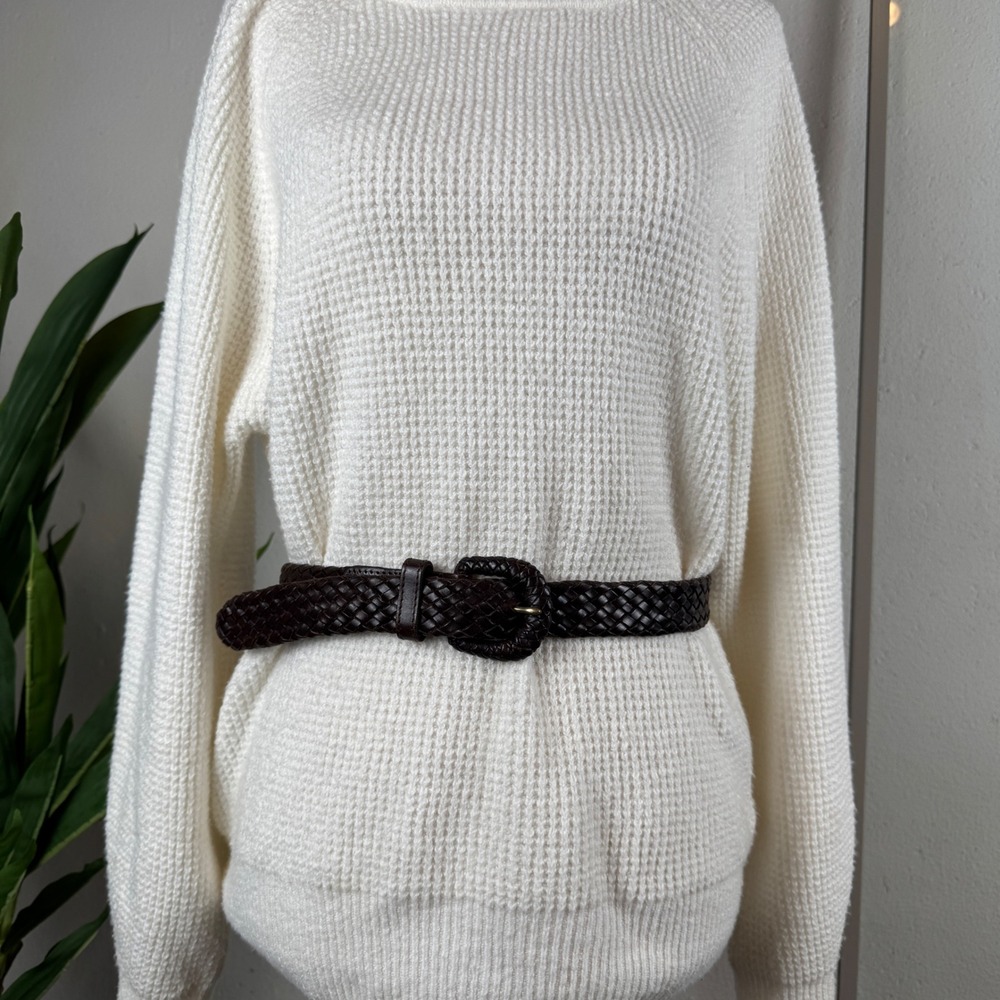 Dark Academia Quiet Luxury Dark Brown Nordstrom Woven Leather Belt Women M